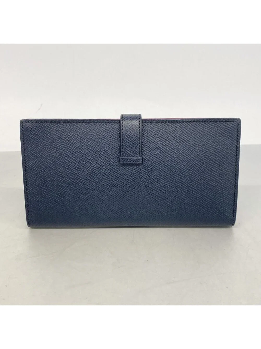 Hermes Wallet Bearn Soufflet Verso Veau Epsom Blue Indigo Rose Purple Silver